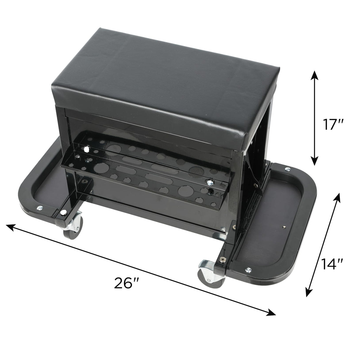3 Drawer Tool Chest Rolling Seat - Black Steel