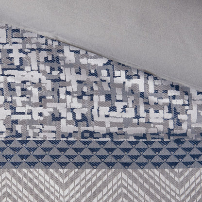 Navy Queen Comforter Set - 7 Piece Jacquard Bedding