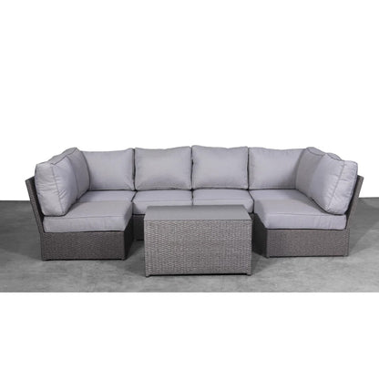 Grey Mix Outdoor Wicker Sectional Set for Poolside Living
