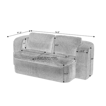 Cream Fabric Sofa Bed - 2-in-1 Folding Futon for Living Room