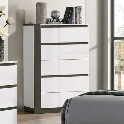 Grey & White Solid Wood Chest Drawers Bedroom Dresser