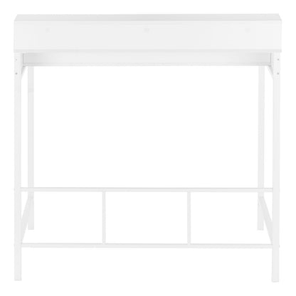 White Metal Computer Desk with Hutch & Shelves