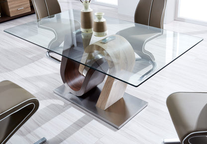 6-Person Brown Rectangular Dining Table - Modern Design