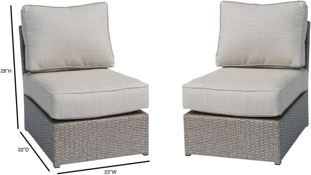 2 Person Grey Wicker Patio Lounge Chairs Set