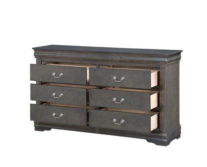 Dark Gray 6 Drawer Dresser - 57" Wide for Bedroom