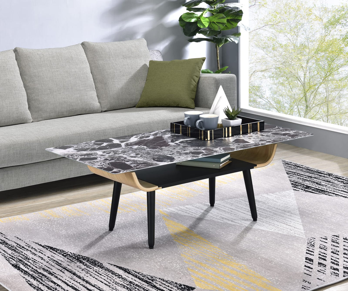 Landon Coffee Table - Black Marble Glass Top