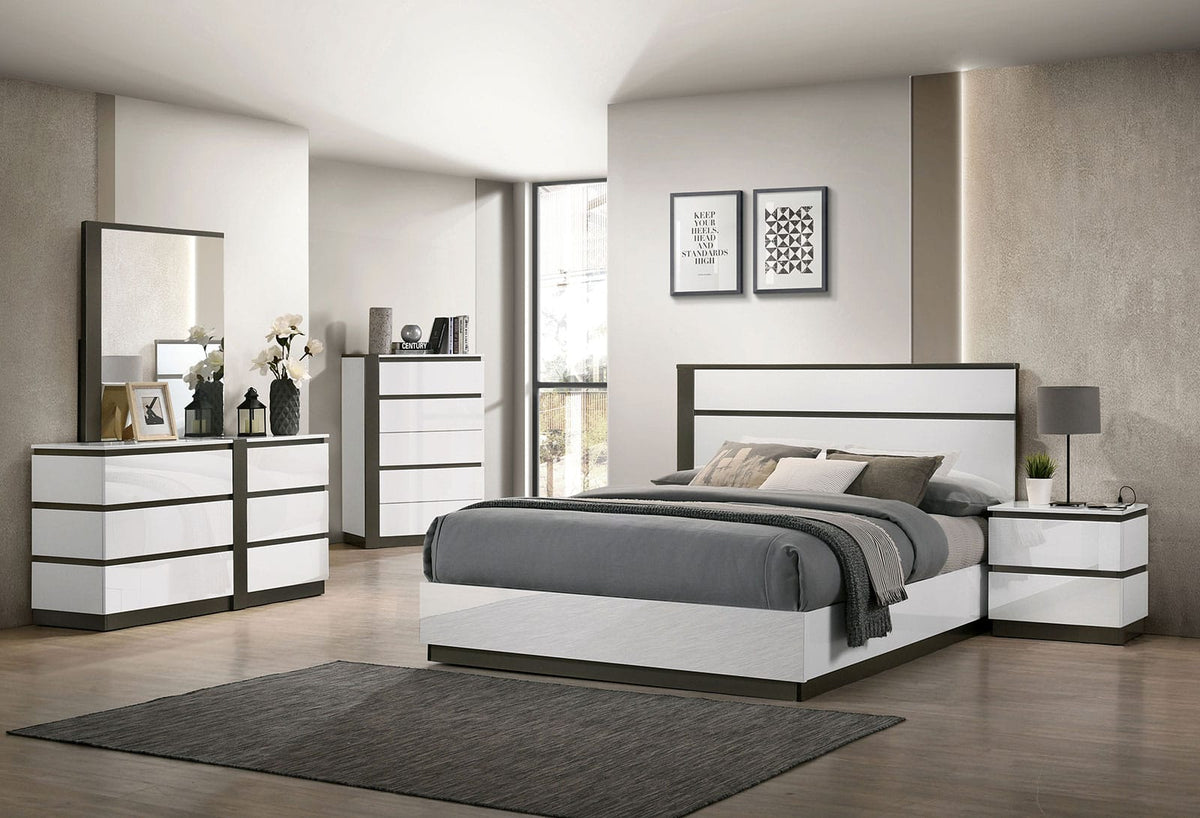 Grey & White Solid Wood Chest Drawers Bedroom Dresser