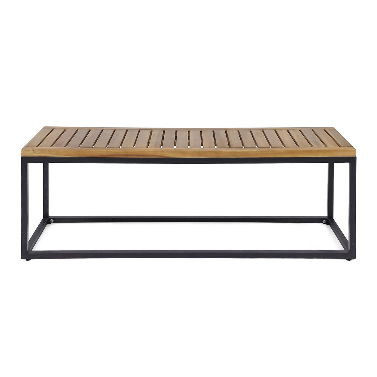 JECO Industrial Acacia Wood Bench - Teak & Black