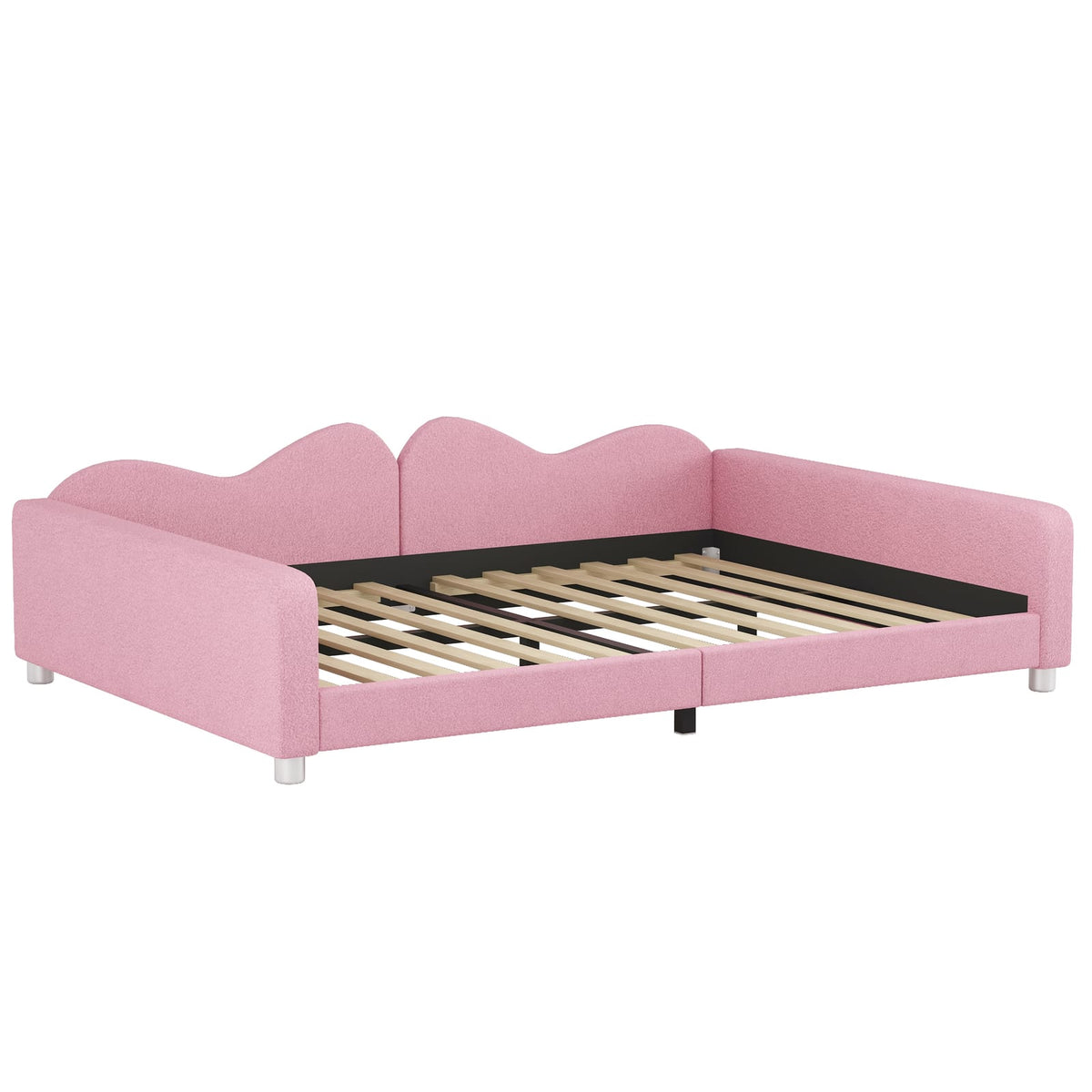 Pink Full Size Sofa Bed with Cloud Backrest for Cozy Bedroom