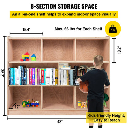 Classroom Storage Cabinet - 8 Section Plywood Preschool Shelves