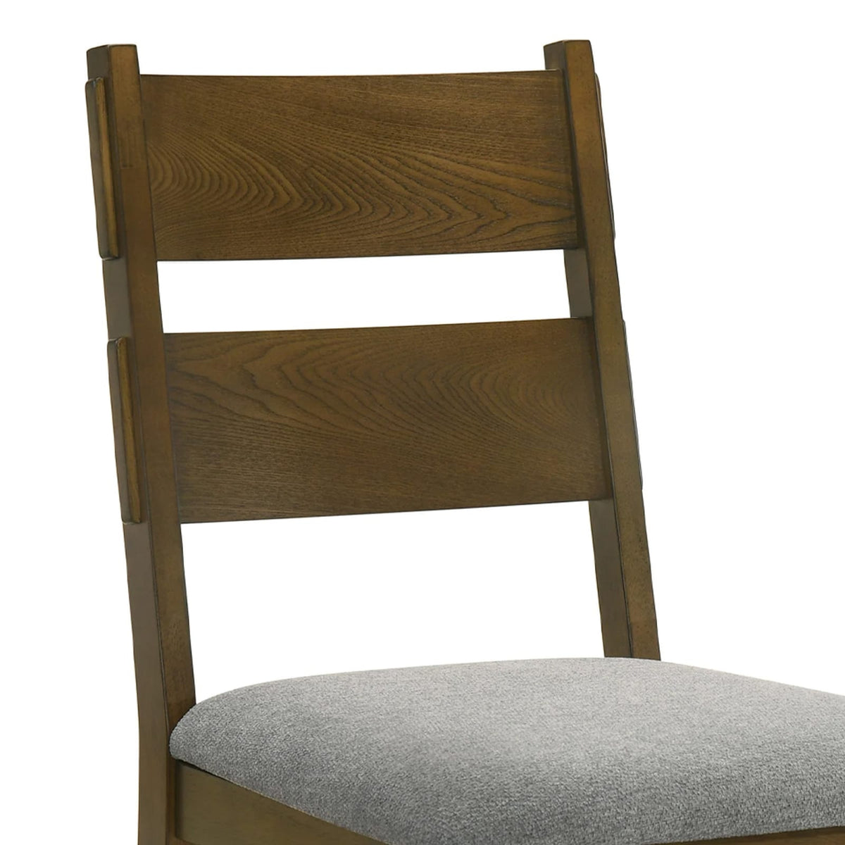 Lyoi Dining Chairs - Light Grey Fabric, Brown Wood Set of 2