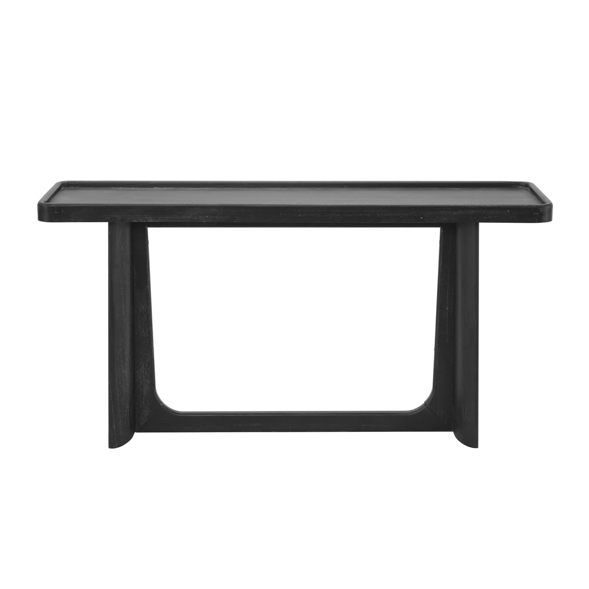 Farmhouse Console Table - Black Solid Wood Tray Top