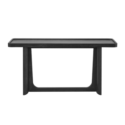 Farmhouse Console Table - Black Solid Wood Tray Top