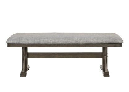 Contemporary Brown Upholstered Dining Room Bench with Wood Finish