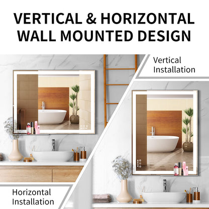 48 x 24 Inch LED Bathroom Mirror with Anti-Fog & Touch Lights