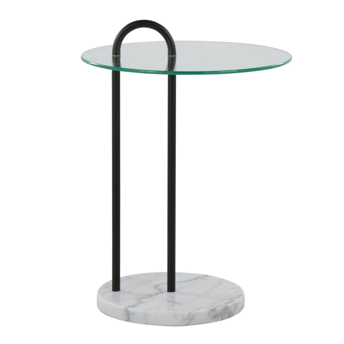 Claire Side Table - Clear Glass & Marble Modern Table
