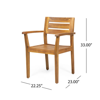 Teak Acacia Wood Dining Set - 6 Seat Patio Table