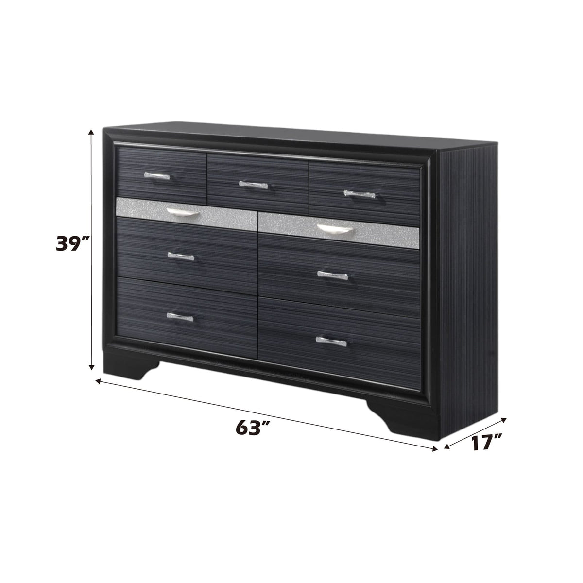 Black Synthetic Wood Dresser - 63" Wide for Bedroom