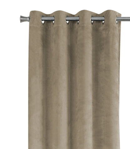 Beige Velvet Curtains - 2 Panels, 95" Long