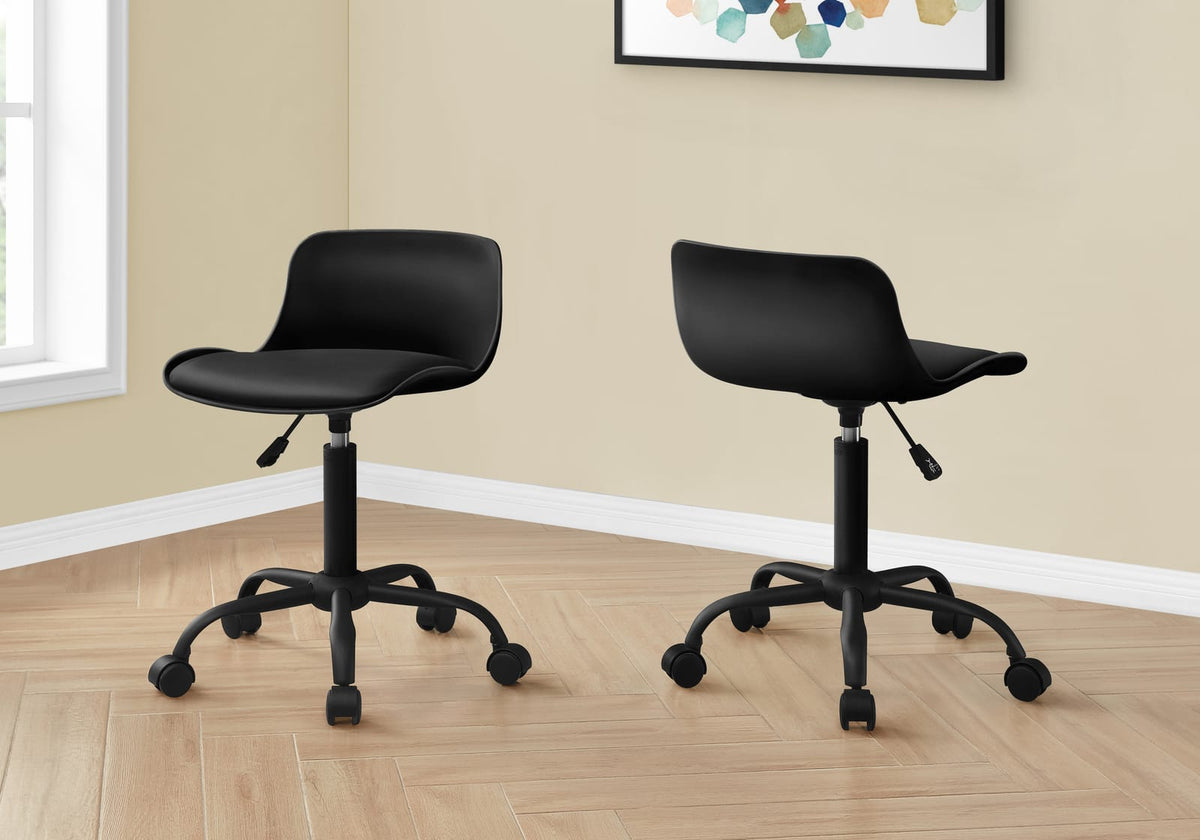 Black Low-Back Office Chair for Kids - Adjustable Height