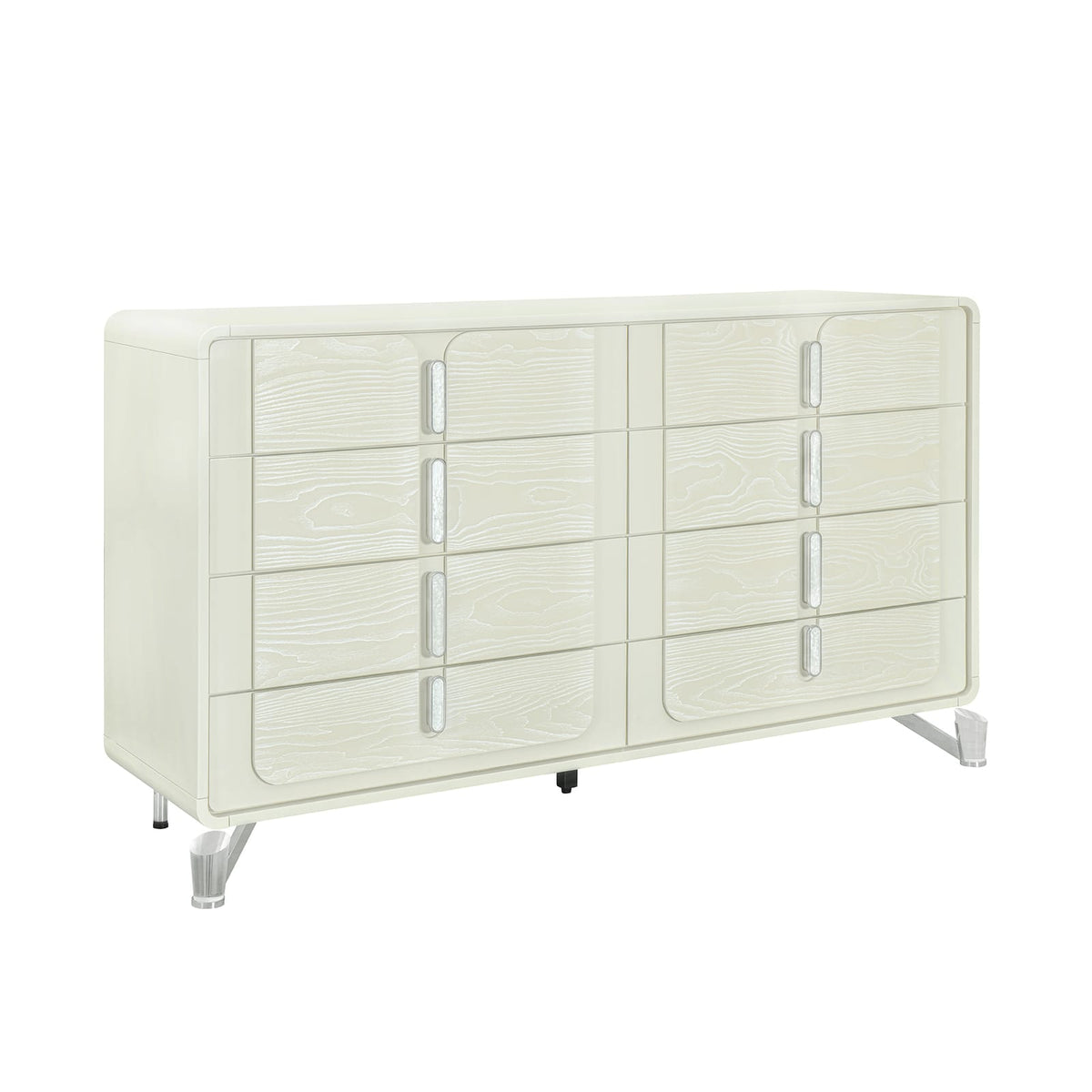 63" Beige Rubberwood Bedroom Dresser - Modern Style