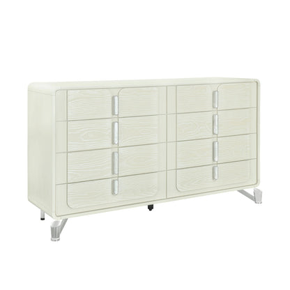 63" Beige Rubberwood Bedroom Dresser - Modern Style