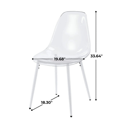 Dining Chair Set of 4 - Antique White Iron+Plastic