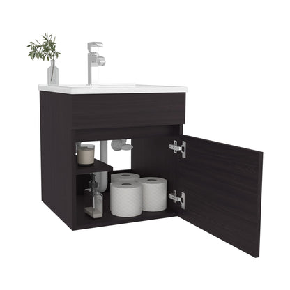 Wenge Bathroom Vanity with Sink - Floating Storage Unit