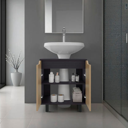 Multi-Colored Bathroom Vanity with Storage Shelves
