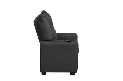 Black Kids Recliner Chair - PU Leather, 13" Seat