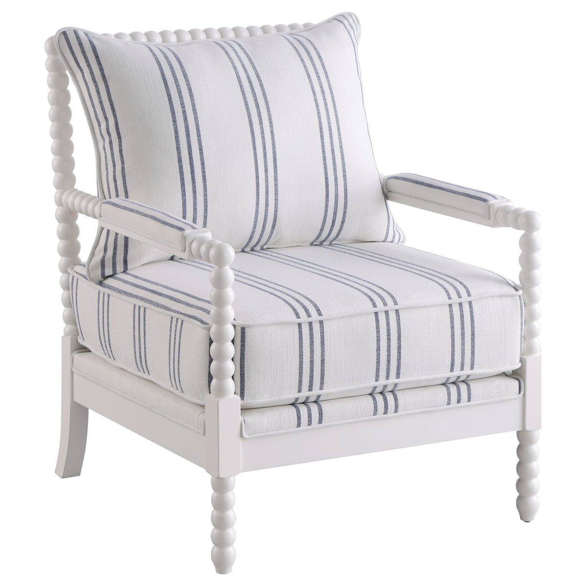 White and Navy Upholstered Stripe Accent Chair - 29.5"W