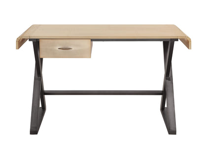Gold Aluminum Writing Desk with Leather Accents for Workspace for Home Office