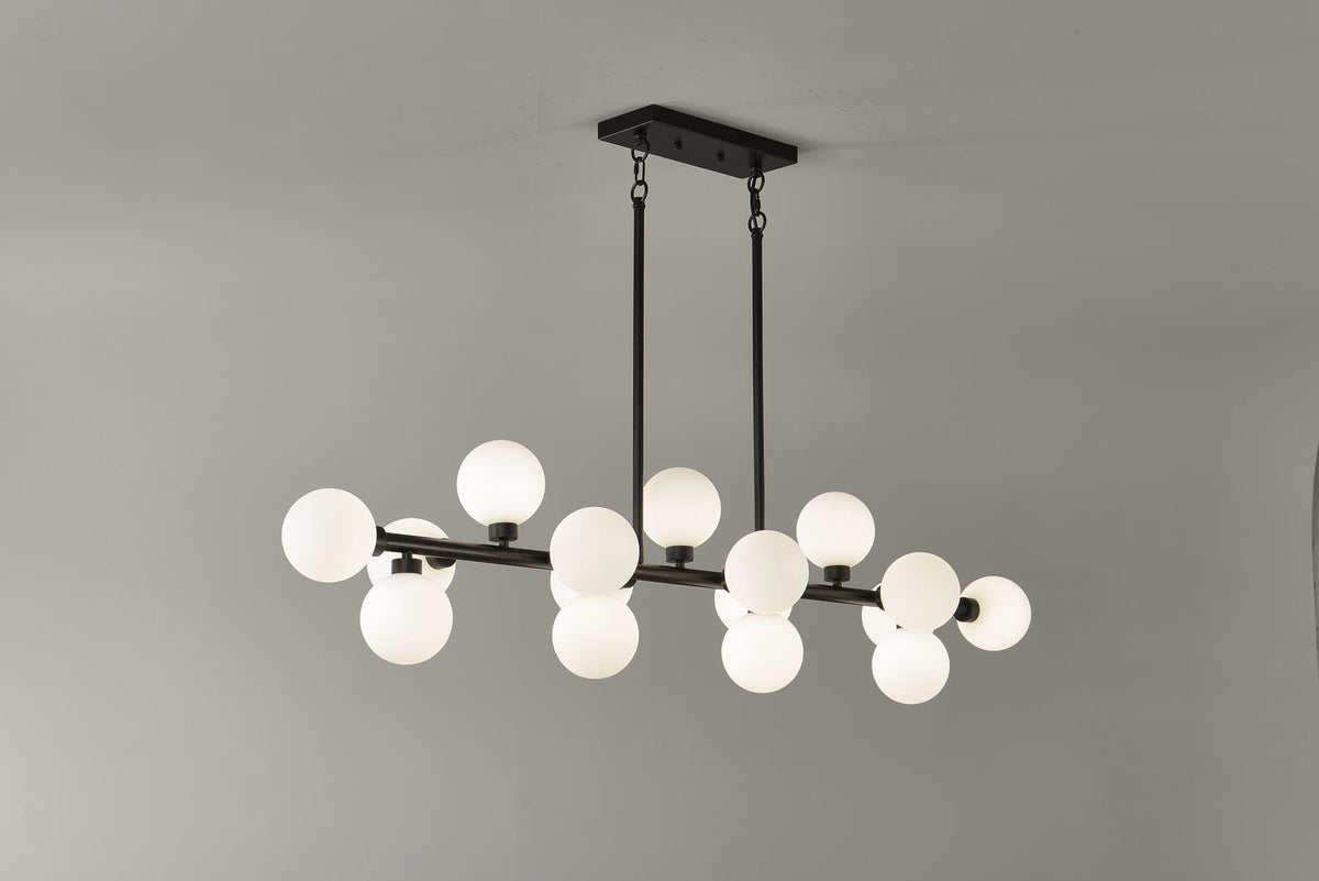 16-Light Farmhouse Chandelier - Matte Black Metal Pendant Light