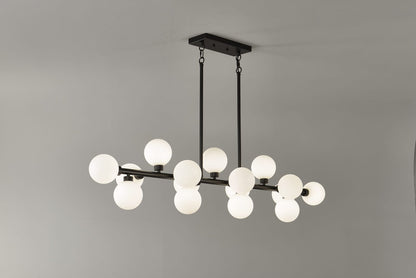 16-Light Farmhouse Chandelier - Matte Black Metal Pendant Light