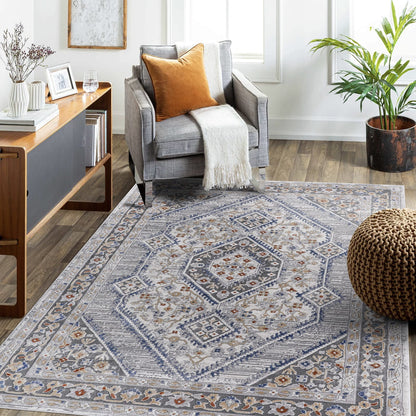 6x9 Blue Area Rug for Bedroom - Non-Shedding