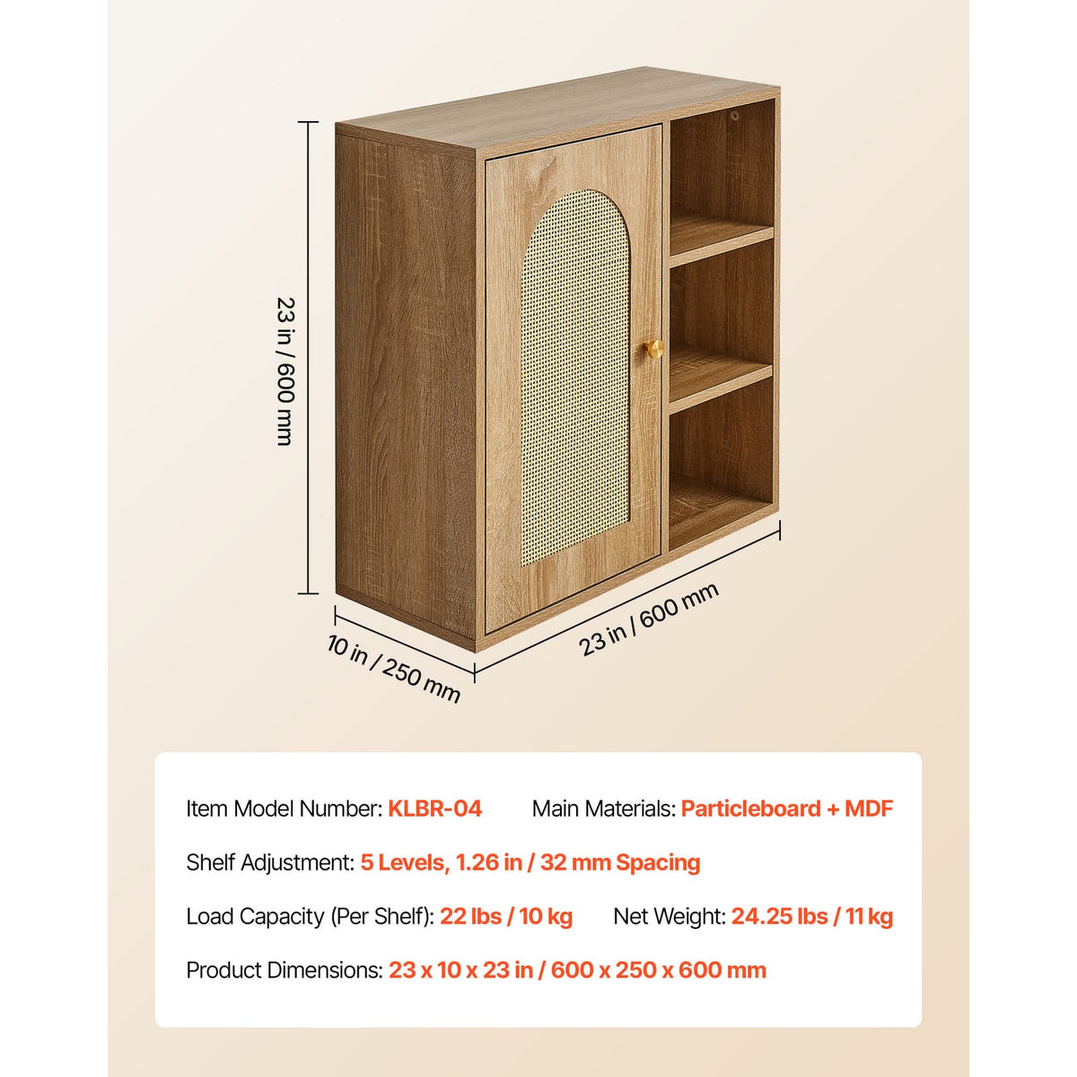 Wood Bathroom Wall Cabinet - Adjustable Shelves, Over Toilet Storage