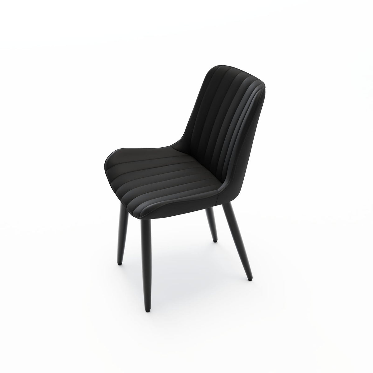 Set of 4 Modern PU Leather Dining Chairs - Black