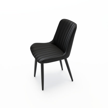 Set of 4 Modern PU Leather Dining Chairs - Black