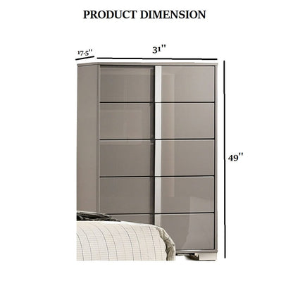 Contemporary Taupe Chest - 31" Bedroom Dresser