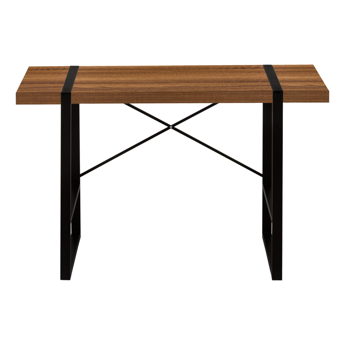 Computer Desk, Home Office - Walnut Laminate, Black Metal