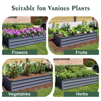 Grey Metal Garden Bed - 70.9 x 35.5 Inches