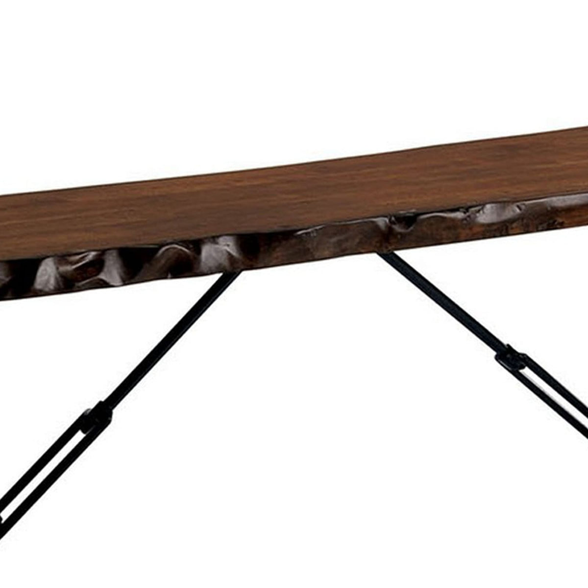 Black Brown Metal Bench - Rectangular Wood Seat