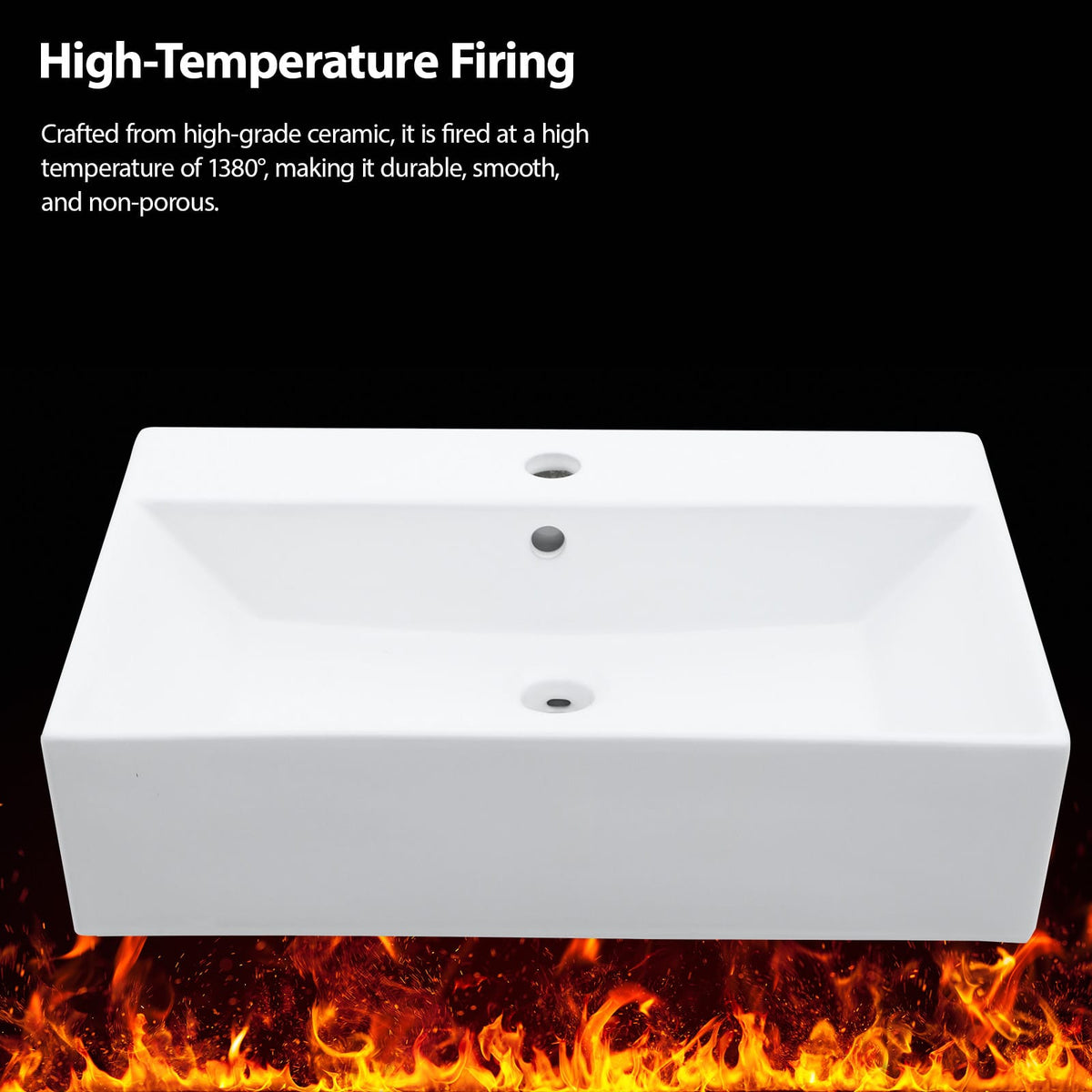 White Black Ceramic Bathroom Vanity Sink - Wall Mounted
