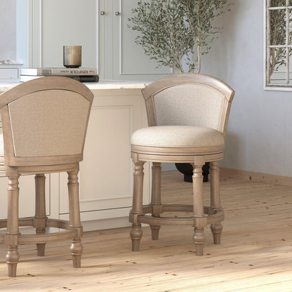 Gray Barrel-Back Bar Stool - Swivel & Upholstered Comfort