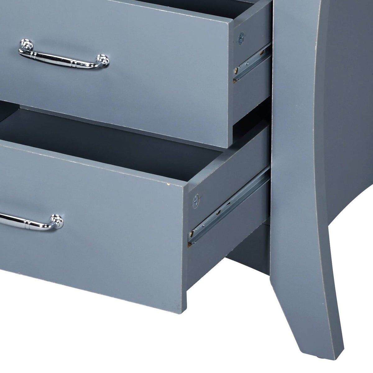 Gray Rectangular Nightstand with Storage Drawers