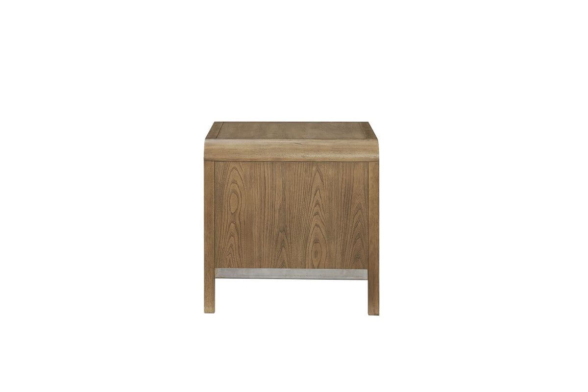Light Brown Waterfall End Table with Storage Drawer for Modern Style for Living Room