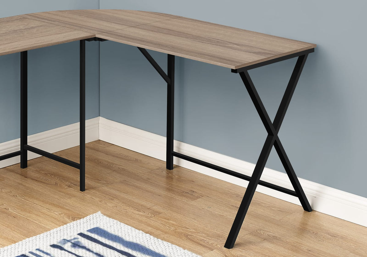 L Shape Computer Desk - 55" Taupe MDF Office Desk for Home Office
