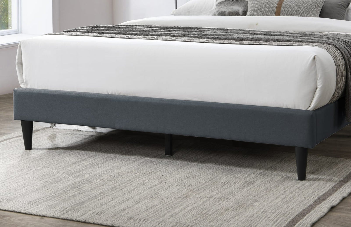 Queen Size Charcoal Burlap Headboard Bed Frame for Bedroom
