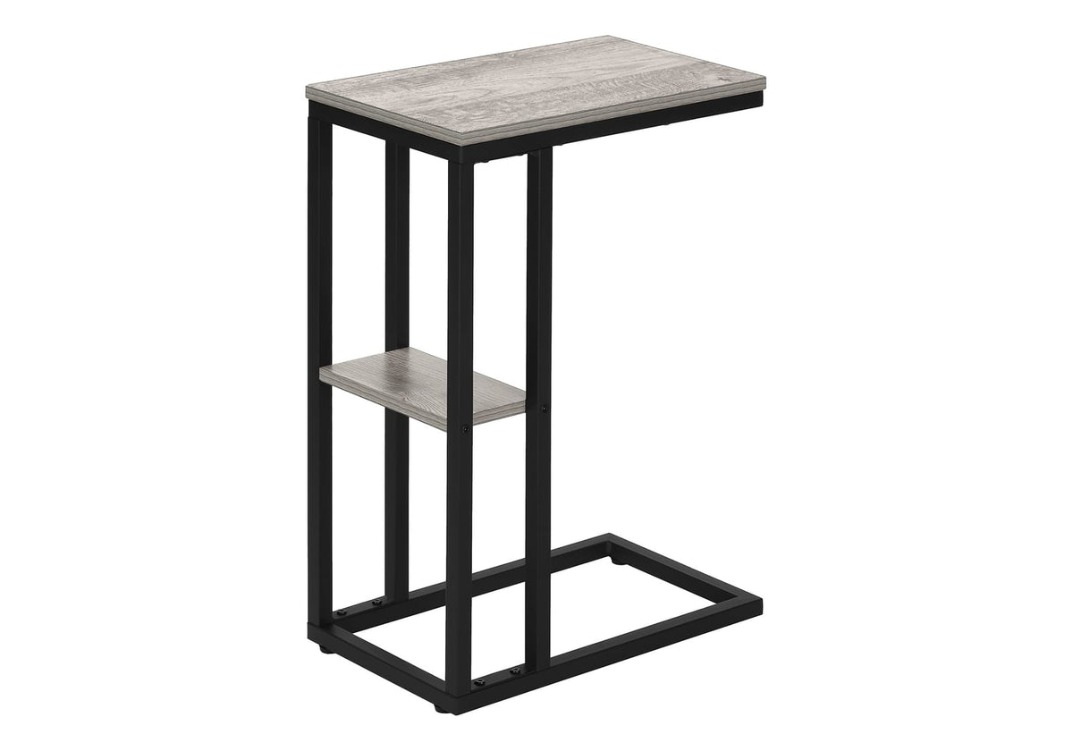 C-Shaped Accent Table - Grey & Black Metal