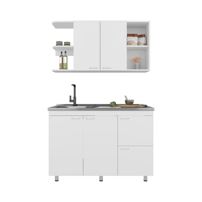 White Kitchen Cabinet Set - 6 Doors, 9 Shelves